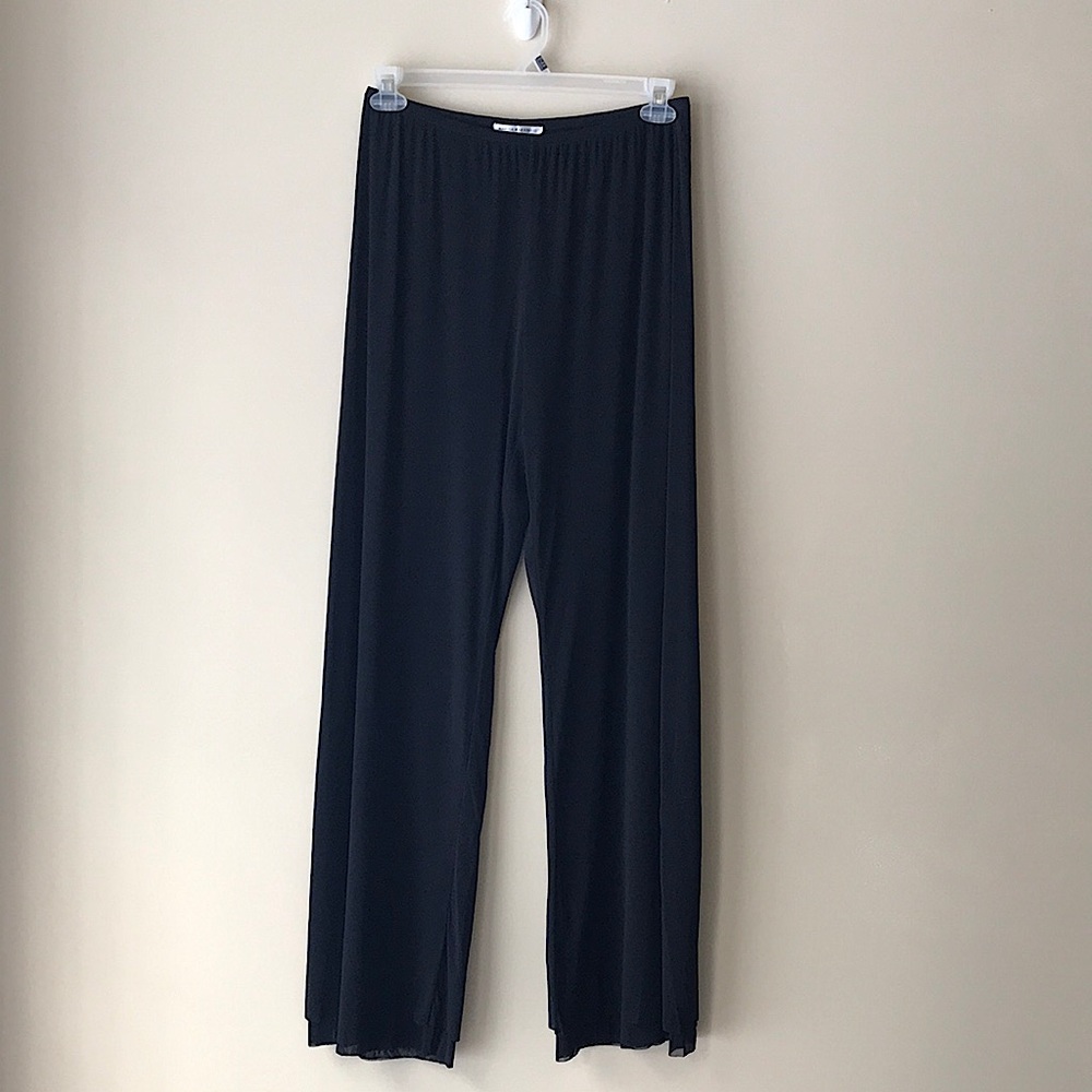 NWT Marisa Baratelli Black 3 Layer Gauze Mesh Wide Leg Pants Size 12